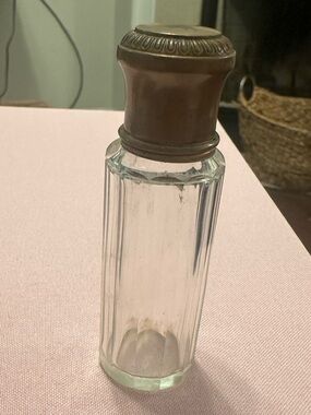 Vintage Clear Glass perfume Bottle with metal decorative stopper